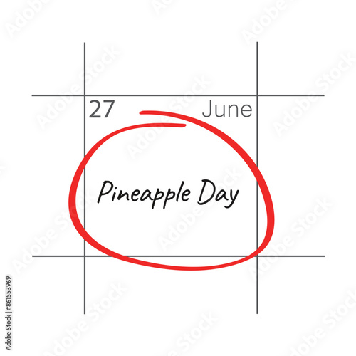 27 June is International pineapple day, calendar date.