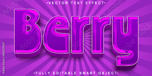 Cartoon Purple Berry Vector Fully Editable Smart Object Text Effect