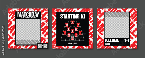 Sport Social Media Post Template , Football Match Day , Starting 11 , Starting Eleven , Full time