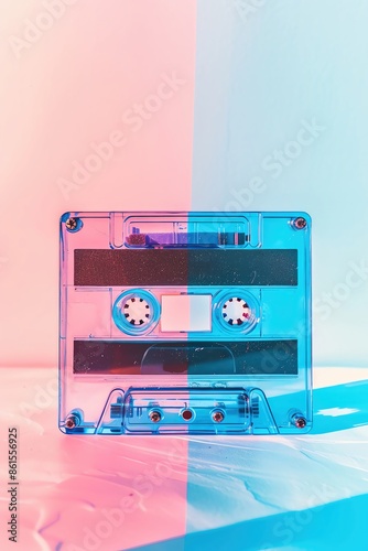 A retro cassette tape with pastel colors, nostalgic feel, close up, music theme, vibrant, double exposure, vintage bedroom backdrop