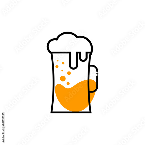 Glass of beer, alcohol, liquor, bar, restaurant, cocktail, vector illustration, vector, sea, beach, drink