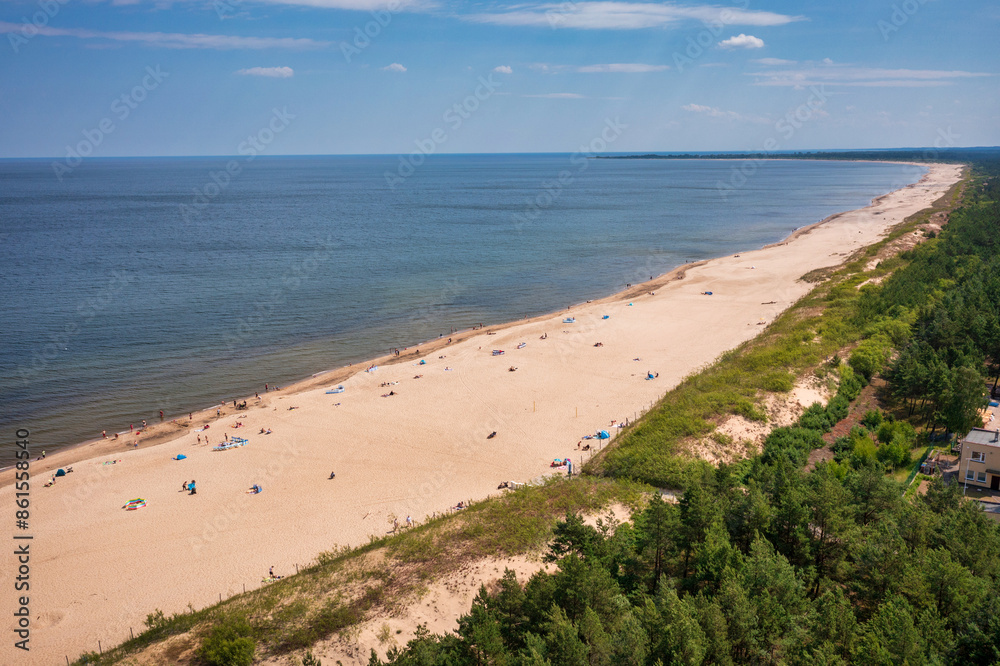 Fototapeta premium Beautiful scenery of Baltic Sea beach in Sobieszewo at summer , Poland