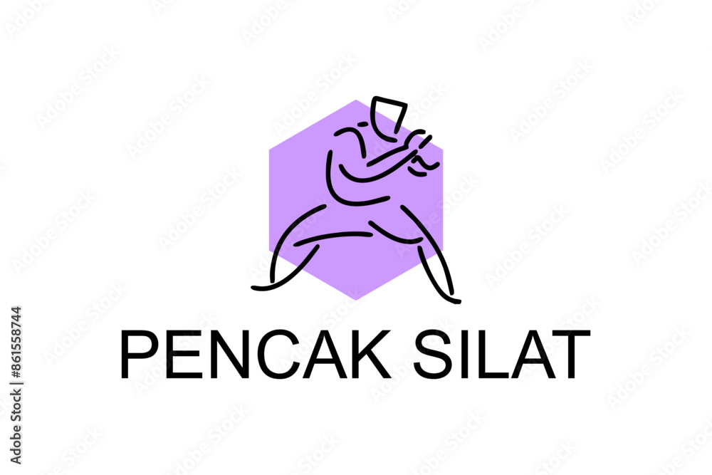 Obraz premium pencak silat sport vector line icon. sportsman, fighting stance. sport pictogram illustration.