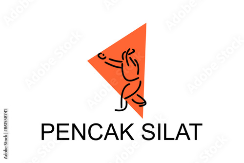 pencak silat sport vector line icon. sportsman, fighting stance. sport pictogram illustration.