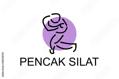 pencak silat sport vector line icon. sportsman, fighting stance. sport pictogram illustration.