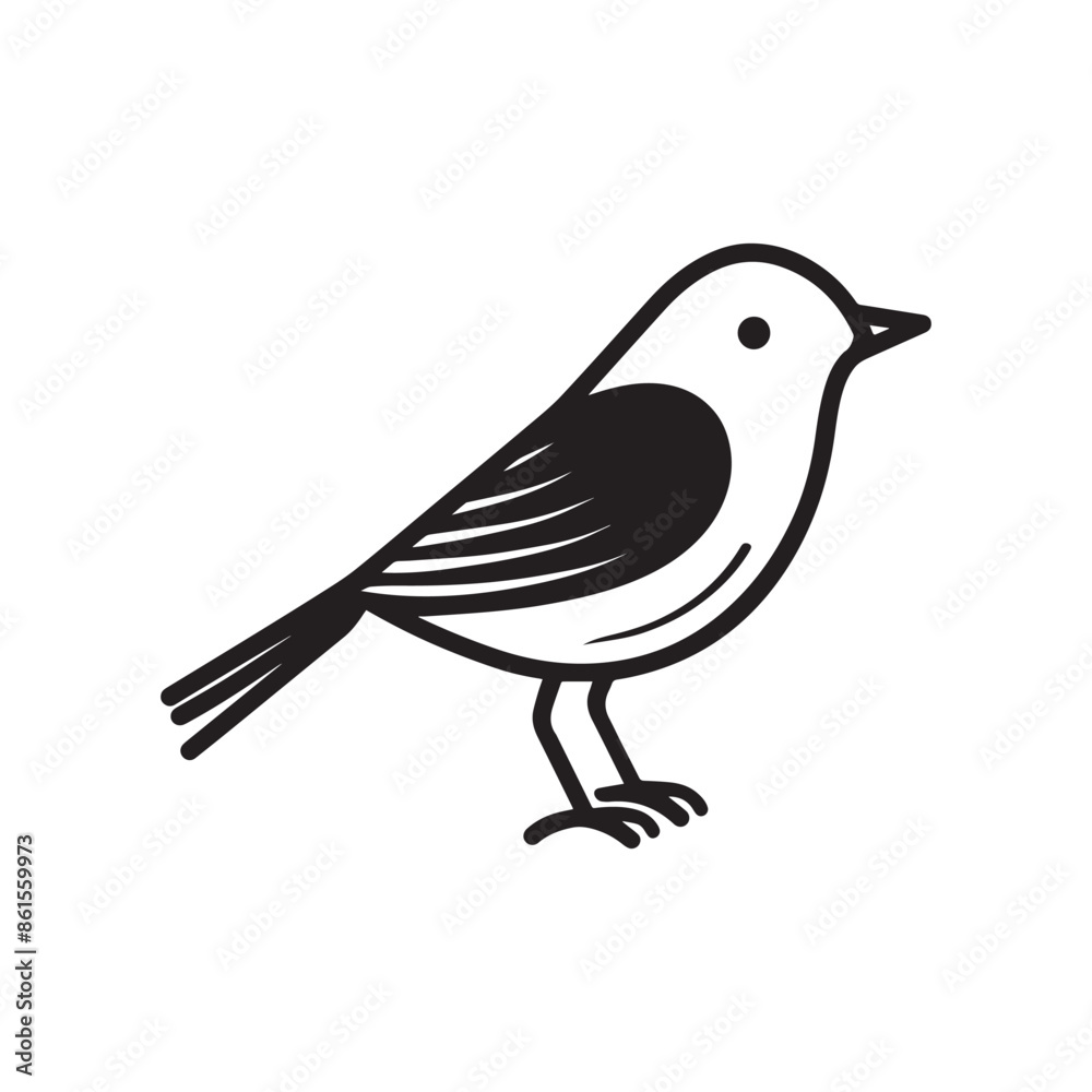 Obraz premium Minimal birds black icon, illustration, vector on white background