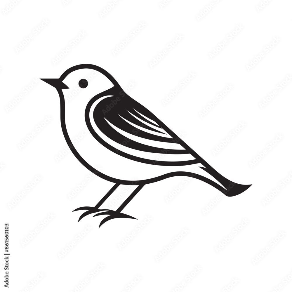Obraz premium Minimal birds black icon, illustration, vector on white background