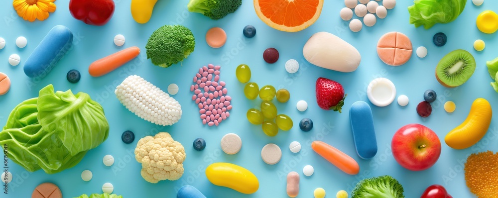 Conceptual image of probiotics and healthy intestines Conceptual image of probiotics and healthy intestines