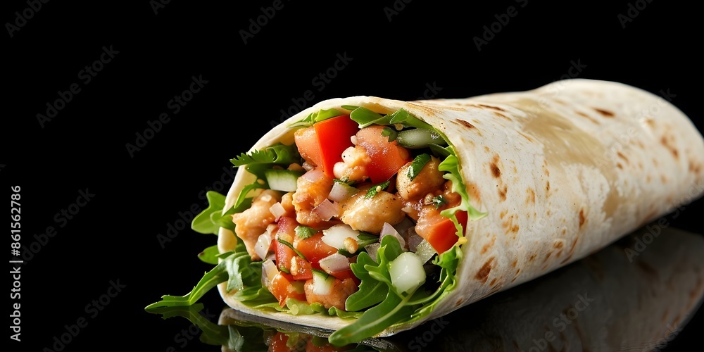 Mexican Burrito with Tomatoes Perfect for Menus and Advertisements. Concept Food Photography, Mexican Cuisine, Restaurant Menu, Meal Advertisement, Fresh Ingredients Mexican Burrito with Tomatoes Perfect for Menus and Advertisements. Concept Food Photography, Mexican Cuisine, Restaurant Menu, Meal Advertisement, Fresh Ingredients
