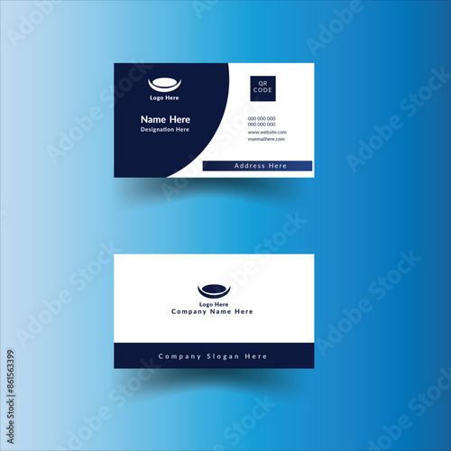 Elegant White and Blue Business Card Template - Professional and Modern Design