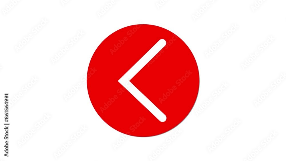 Arrow direction sign animation in red circle on a white background. Arrow direction sign animation in red circle on a white background.