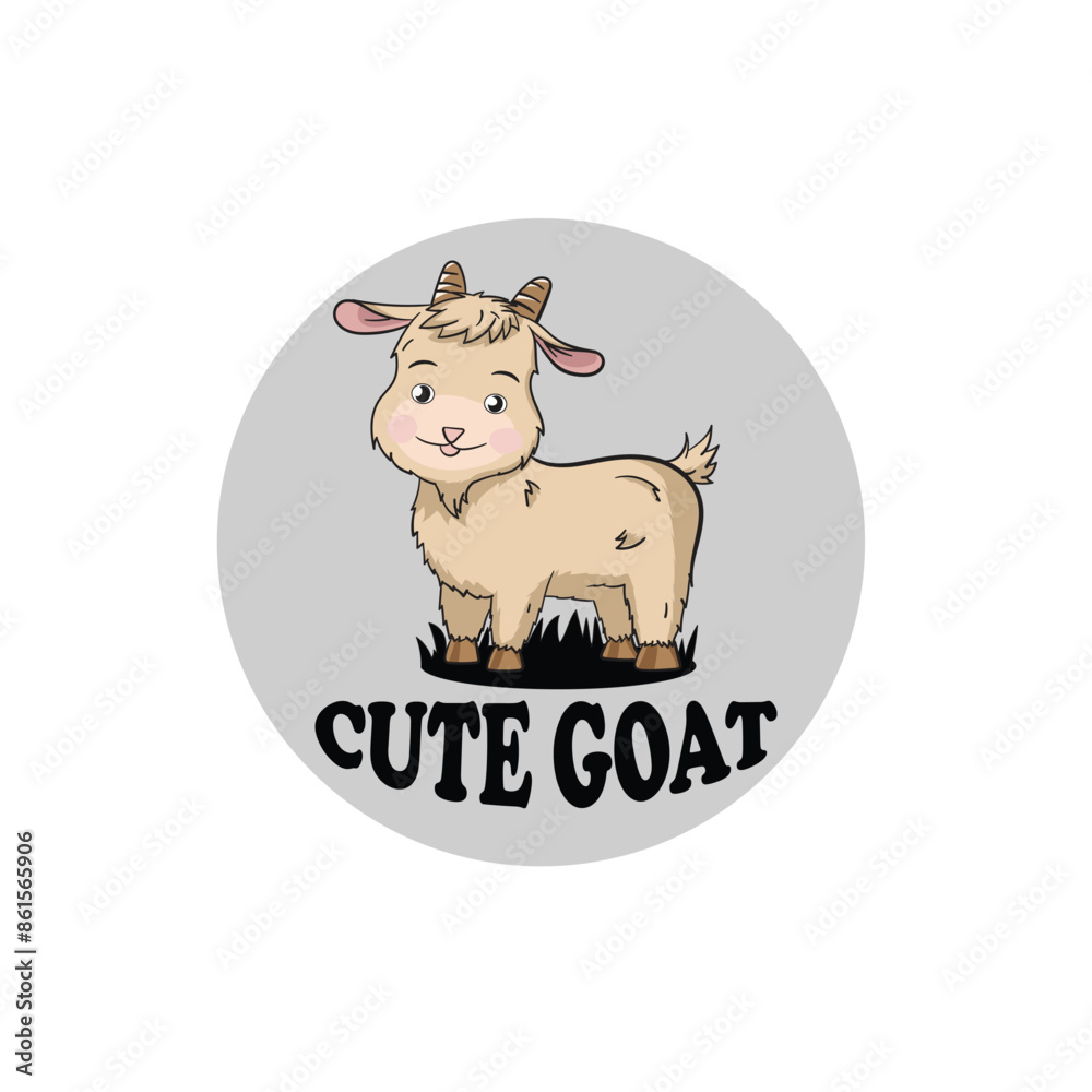 Obraz premium cute mascot goat vector illustration.Flat Cartoon Style