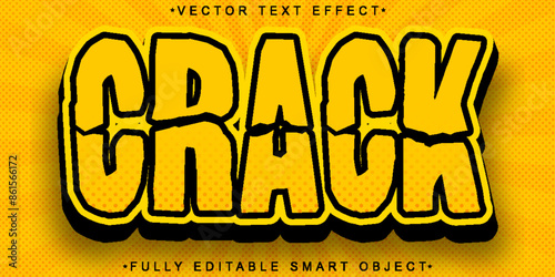 Cartoon Yellow Crack Vector Fully Editable Smart Object Text Effect