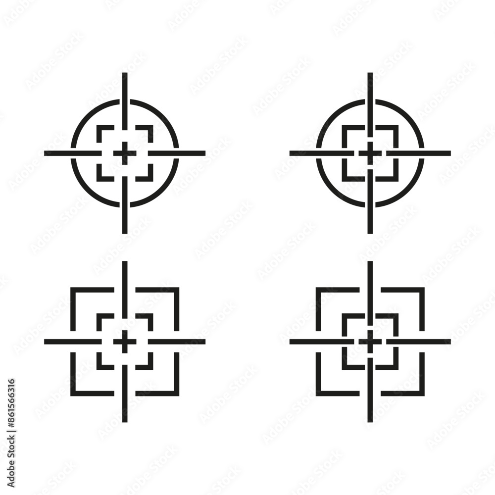Target icons set. Gun target, focus, crosshair, reticle, viewfinder. Target icons set. Gun target, focus, crosshair, reticle, viewfinder.