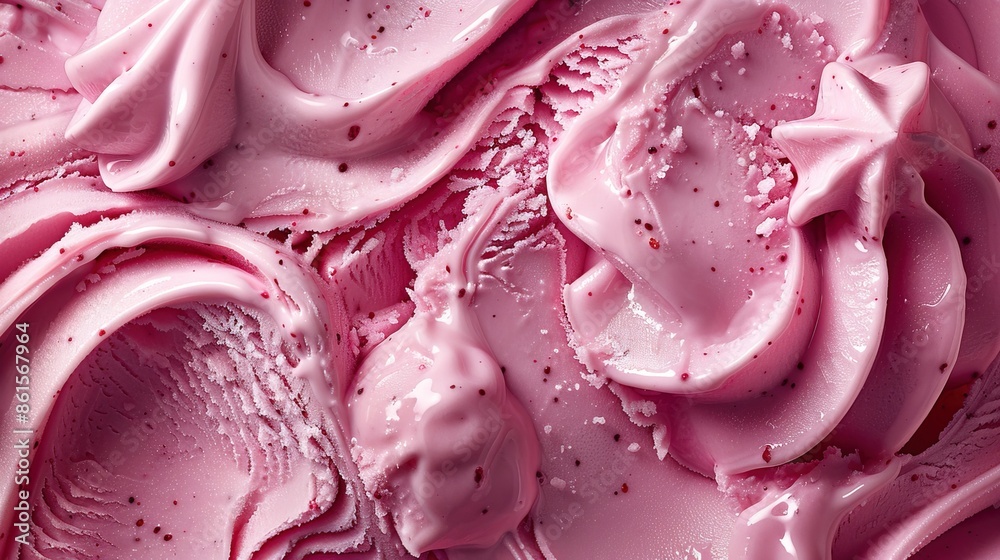 Summer food photography - Close up of strawberry ice cream gelato texture, top view Summer food photography - Close up of strawberry ice cream gelato texture, top view