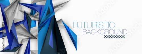 Minimal geometric abstract background. Low poly dynamic triangle design. Trendy techno business template for wallpaper, banner, background or landing