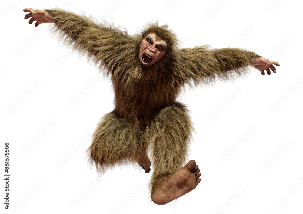 3D Rendering Sasquatch on White 3D Rendering Sasquatch on White