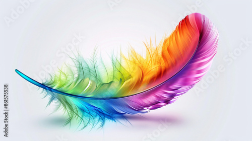 Colorful feather isolated on white background