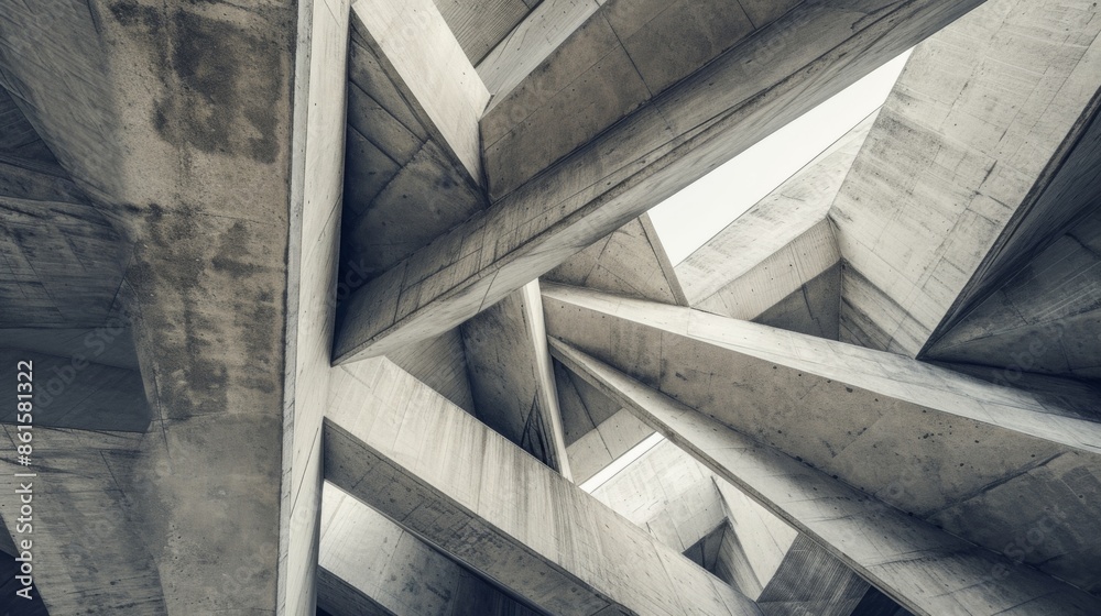 Fototapeta premium Complex geometric shapes and lines, set against a neutral background