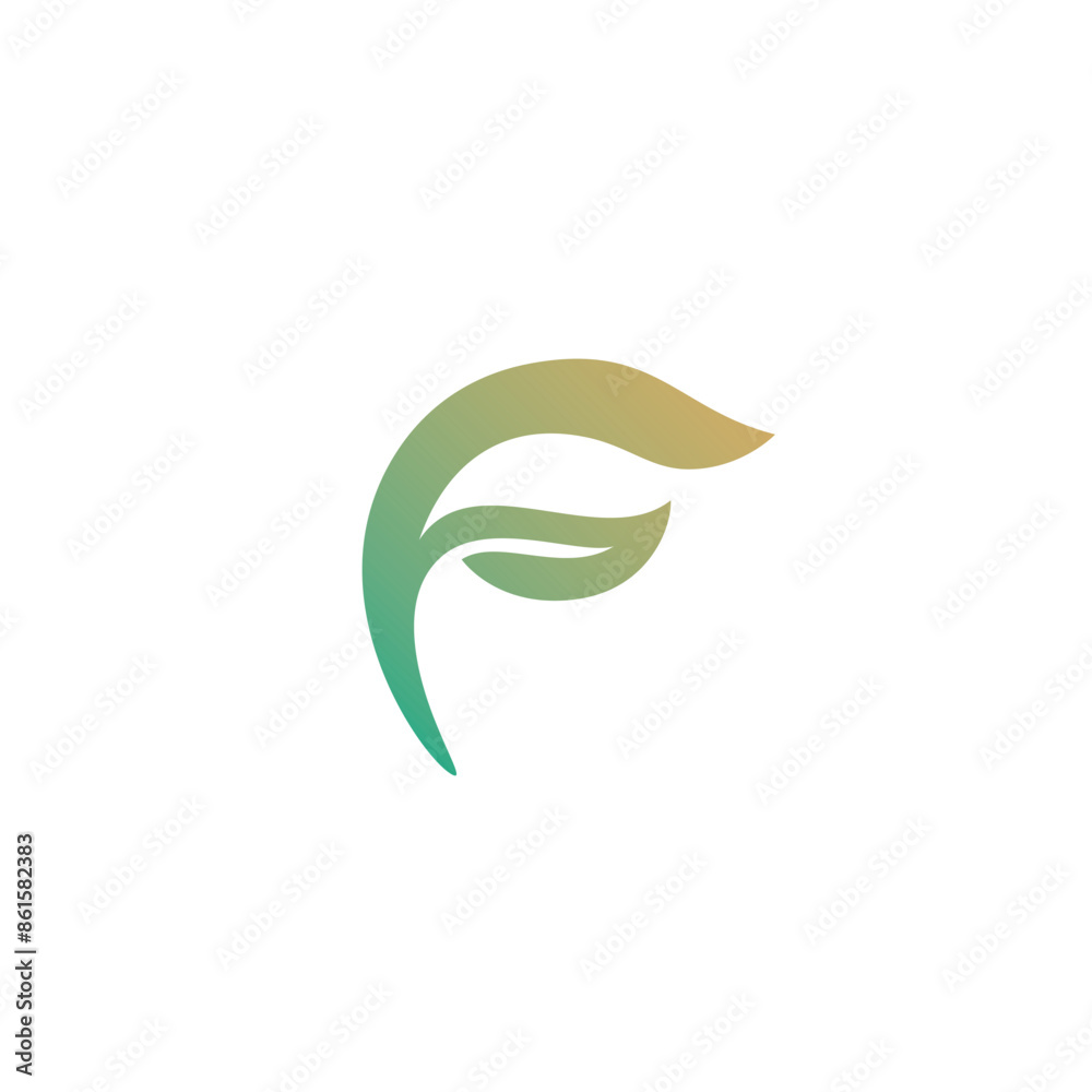 Fototapeta premium Letter F Leaf Logo Vector. F Initial Logo