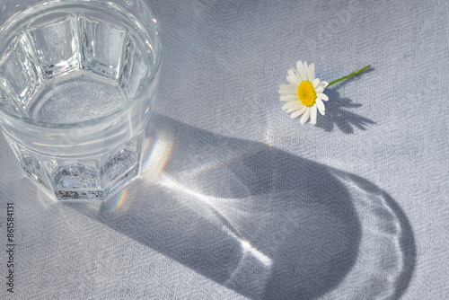 Refreshing water with daisy.