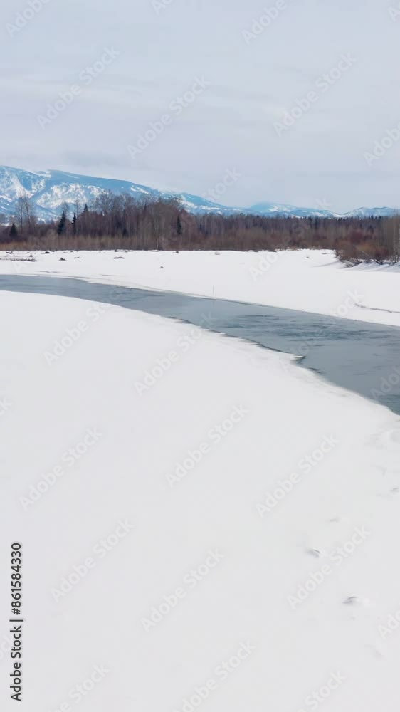 Aerial view of beautiful snow forrest during winter Aerial view of beautiful snow forrest during winter