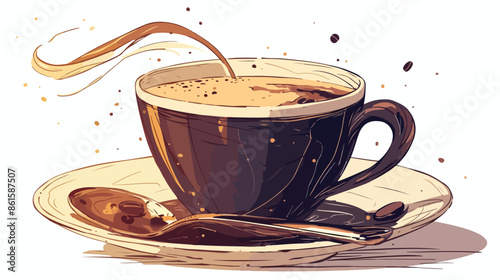 Coffee cup hand drawn outline doodle icon. Saucer 