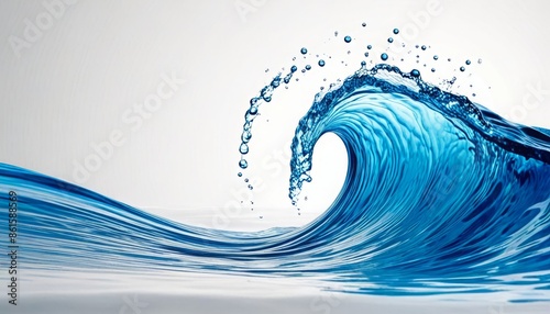 Blue water wave abstract background isolated on white photo