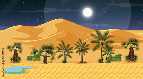 illistration of moon in desert