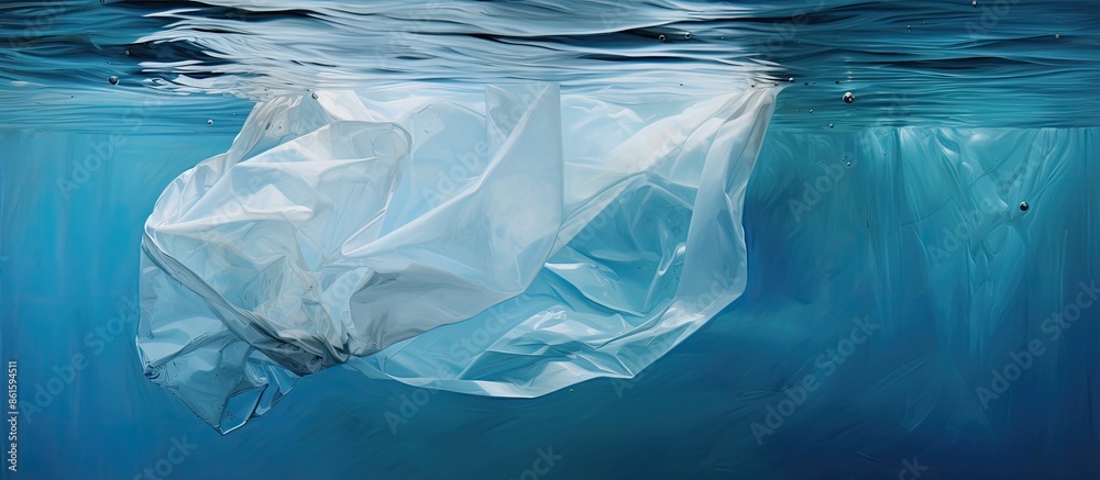 Obraz premium An abstract background featuring a lovely plastic bag image with a message advocating against plastic bag use to save and protect the planet. with copy space image. Place for adding text or design