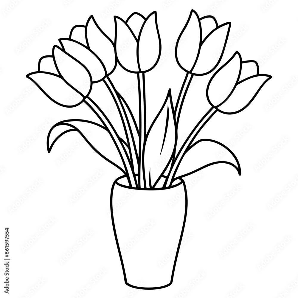 Plants with flower coloring pages. Flower outline