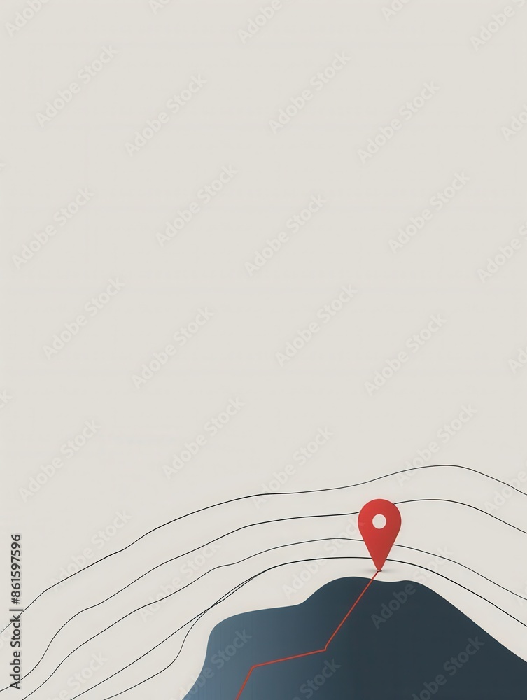 A simple and stylish illustration of a red location pin on a clean, white map background. This minimalistic design is perfect for navigation apps and travel services. Generative AI A simple and stylish illustration of a red location pin on a clean, white map background. This minimalistic design is perfect for navigation apps and travel services. Generative AI