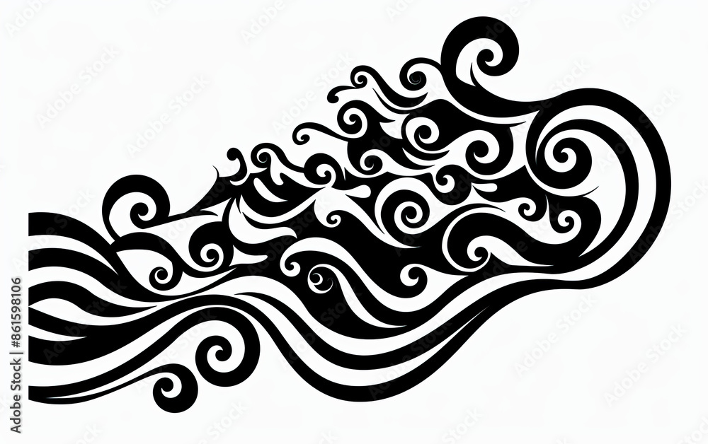 Fototapeta premium A black and white drawing of waves with a black and white background