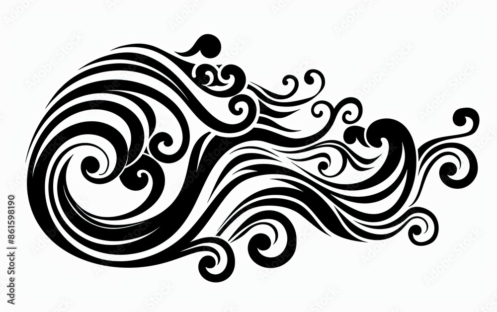 Fototapeta premium A black and white drawing of a wave with a lot of detail