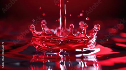 éclaboussures d'un liquide épais et opaque de couleur rouge sur fond noir
