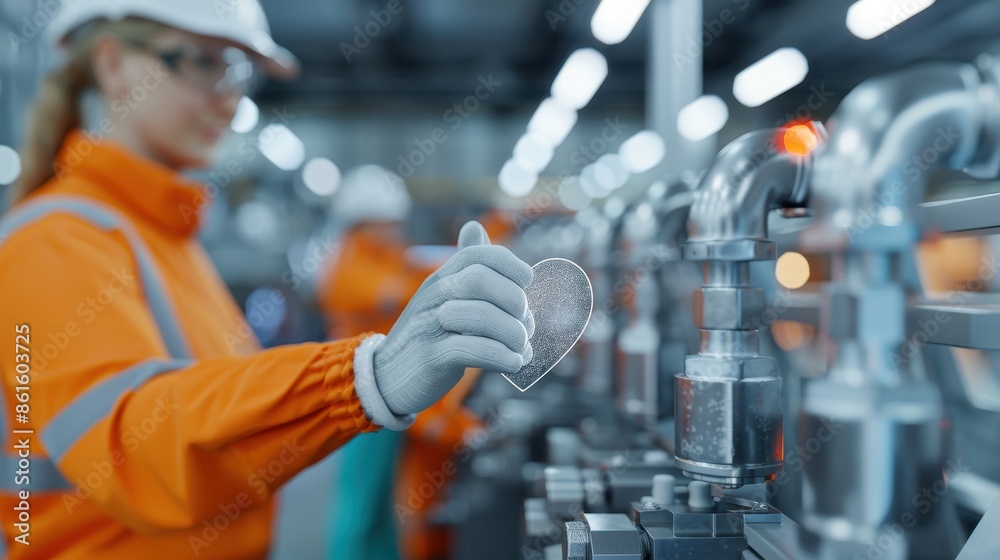 woman engineer inspecting machinery, International Women in Engineering Day, adult, people, illustration, vector, women, happiness, horizontal, celebration, heart shape, greeting card, icon symbol,