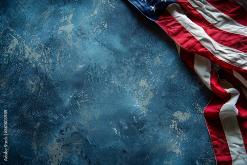 American flag draped on a dark textured background, perfect for patriotic themes and designs. Generated AI