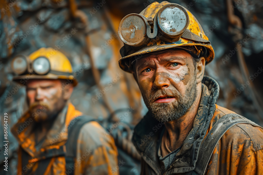 Miners in the mine, dedicated to the mining job, using machines for efficient resource extraction. Miners in the mine, dedicated to the mining job, using machines for efficient resource extraction.