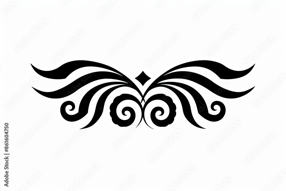 Fototapeta premium A black and white tattoo design of a winged creature with a diamond pattern