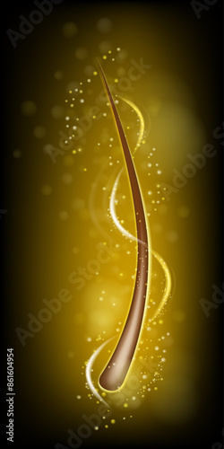 Vector hair and follicles, 3d realistic hair care, dermatology, and health