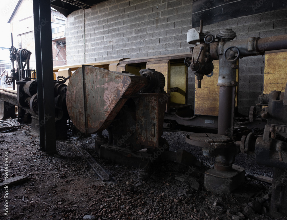 Industrial machines from an old abandoned coal mine, old and rusty. Industrial machines from an old abandoned coal mine, old and rusty.