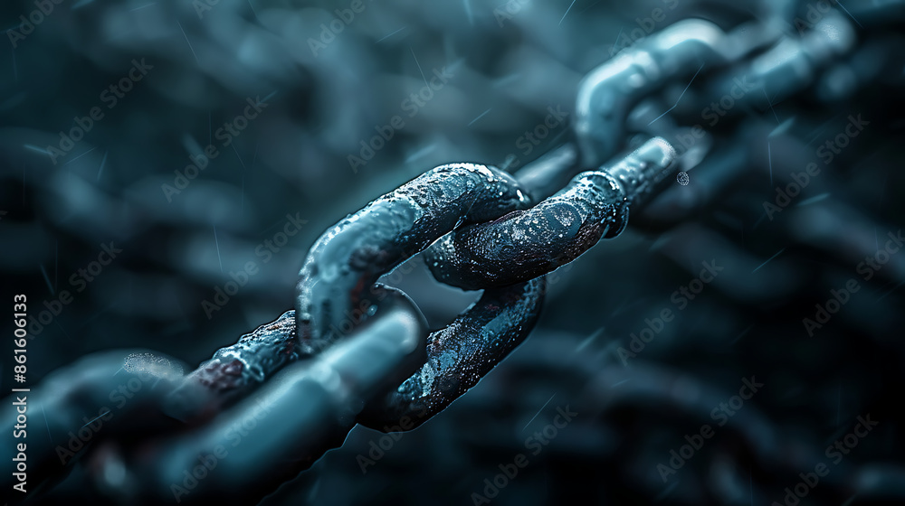 Chain Link on Dark, Moody Background – Contrast and Drama Enhance Metaphorical Impact Chain Link on Dark, Moody Background – Contrast and Drama Enhance Metaphorical Impact