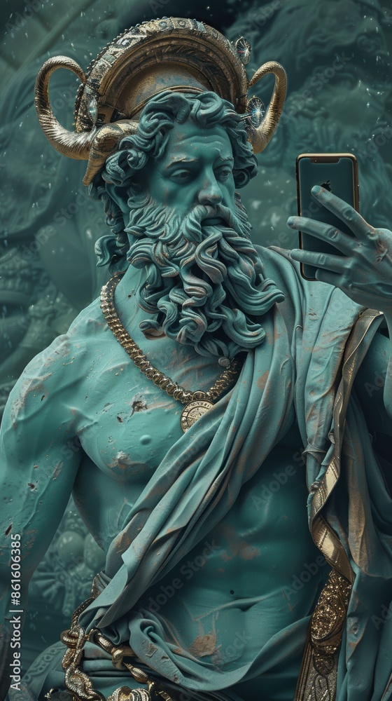 A statue of a man holding a cell phone A statue of a man holding a cell phone