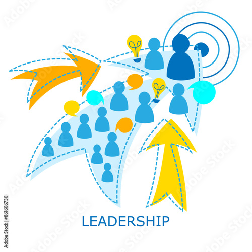 LEADERSHIP colorful vector business concept on white background