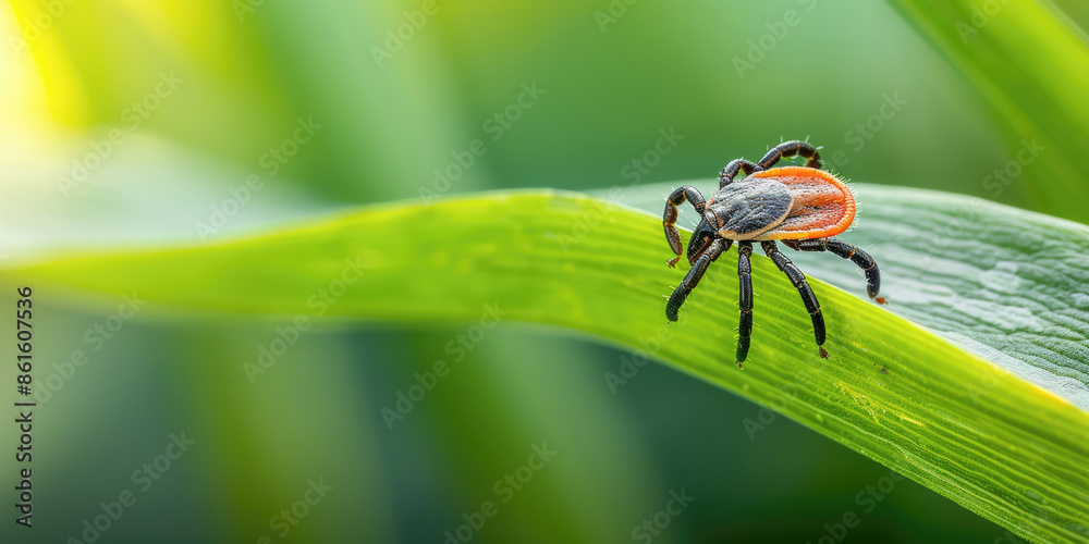 Close-up of a tick in a natural outdoor setting, emphasizing the threat it poses to health and the importance of prevention. Close-up of a tick in a natural outdoor setting, emphasizing the threat it poses to health and the importance of prevention.