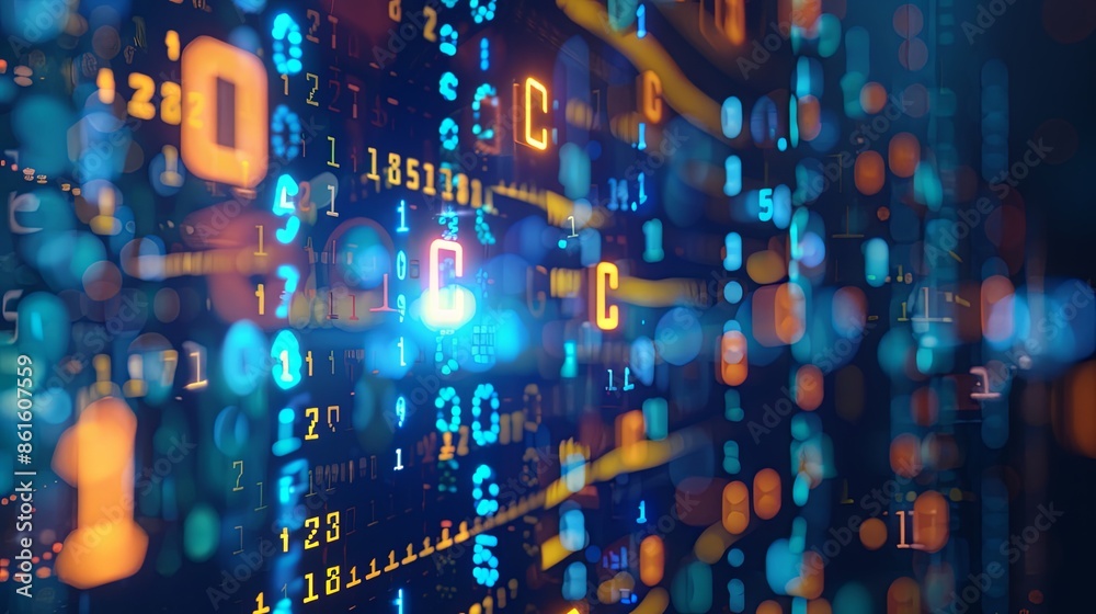 Cyber security in dark blue blurred background. Digital binary code and data analysis for holiday concept. Cyber security in dark blue blurred background. Digital binary code and data analysis for holiday concept.