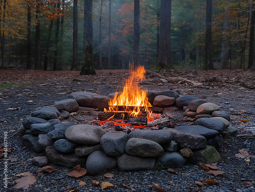 Fire from firewood The bonfire in the evening Fire from firewood The bonfire in the evening
