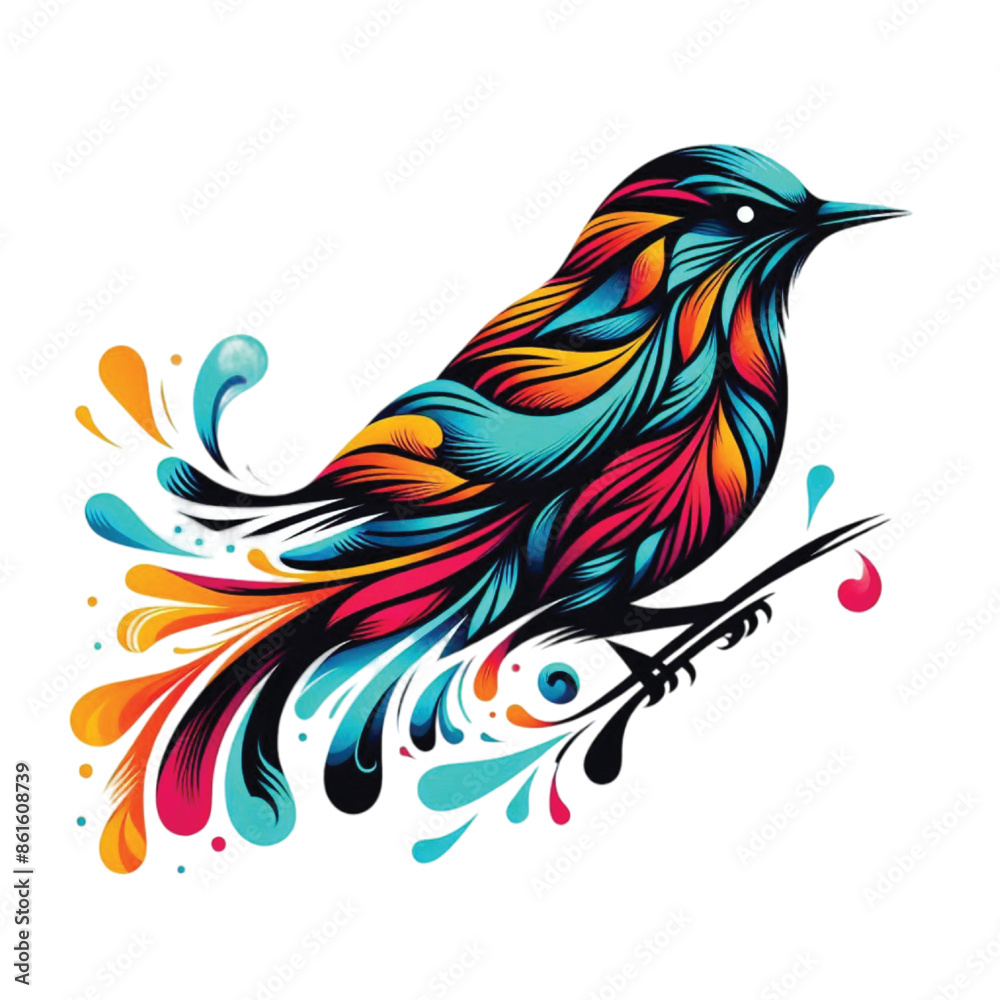 Silhouette colorful Bird