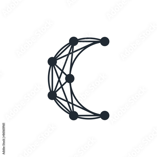 moon network simple sleek creative geometric modern logo design