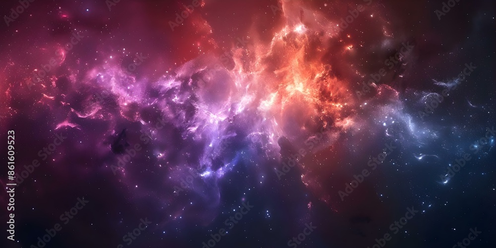 Fototapeta premium Vibrant Space Galaxy Nebula Background with Stars and Cosmic Elements. Concept Space, Galaxy, Nebula, Stars, Cosmic Elements